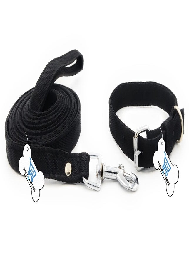 THE DDS STORE Dog Belt Combo of Dog Collar with Dog Leash Specially for Medium Breed Under 30kg Dog Collar Leash 0.75 inch (Medium, Black) - Image 1